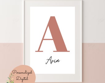 Personalisierter Name / Anfangsdruck, Kinderzimmerdruck, Benutzerdefinierte Farben, digitale Datei, Spielzimmerdruck, geschlechtsneutral, Babypartygeschenk, Geburtstag