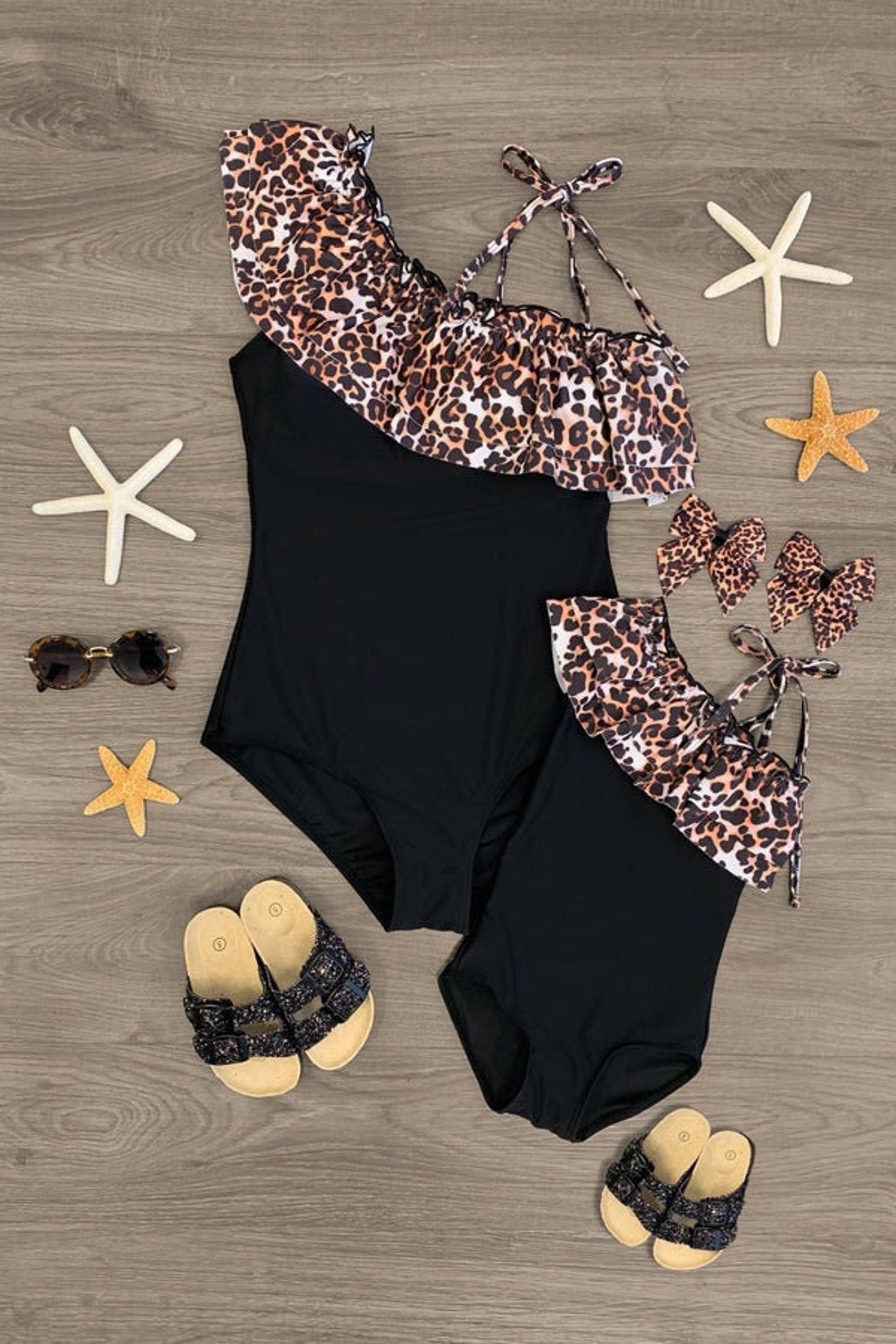 Leopard One Piece Bathing Suit Mommy and Me Swimsuits One Etsy