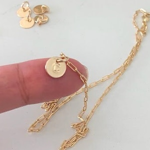 Tiny Gold Filled Paperclip Chain Necklace with Initial | Gold Filled | Layering Gold Chain | Small Link | Dainty Oval Link Chain
