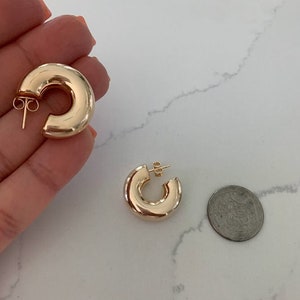 25MM Thick & Chunky Gold Hoop Earrings | Push Back Hoop Earrings | Chunky Gold Hoop Earrings | Gold Chunky Hoops| Gold Hoops