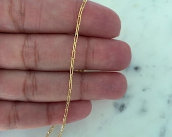 Tiny Gold Filled Paperclip Chain Necklace | Gold Filled | Layering Gold Chain | Rectangular Link | Dainty Oval Link Chain