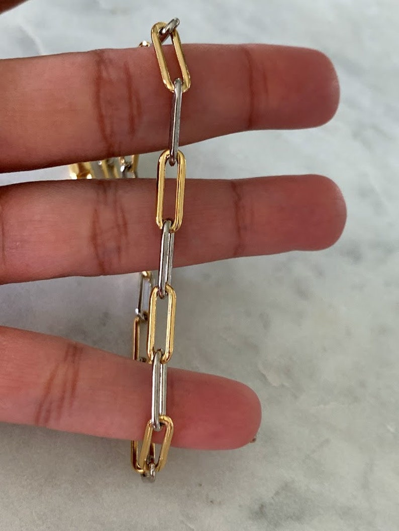 Two Tone Paperclip Chain Necklace Thick Paperclip Necklace Etsy