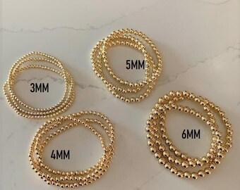 Set 4 Braccialetti Elasticizzati Oro Rosa Con Ciondolo Iniziale, Gioielli Per Donna E Ragazza, Regalo Idea