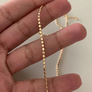 Gold Filled Flat Beaded Choker: Dainty Ball Chain Necklace