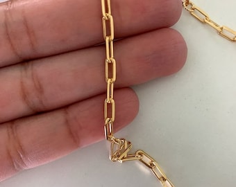 ゴールドフィルドペーパークリップチェーンネックレス：長方形オーバルリンク