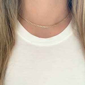 4MM Gold Filled Cuban Curb Chain Necklace: Layering Choker