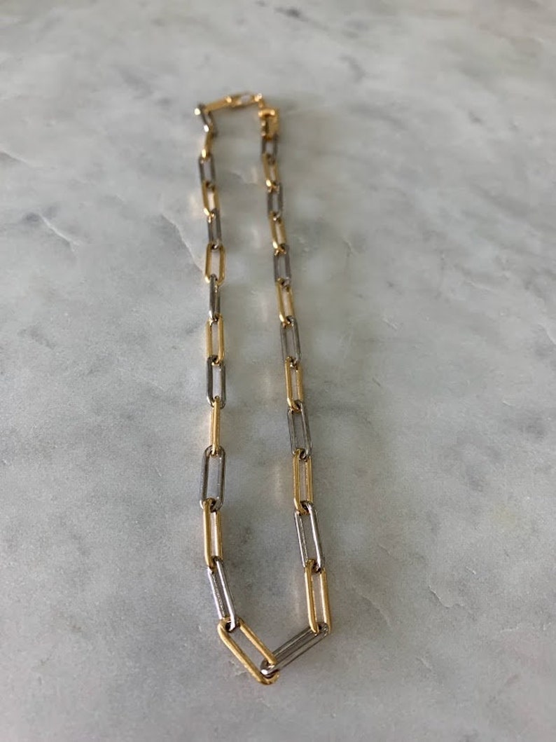 Two Tone Paperclip Chain Necklace Thick Paperclip Necklace Etsy