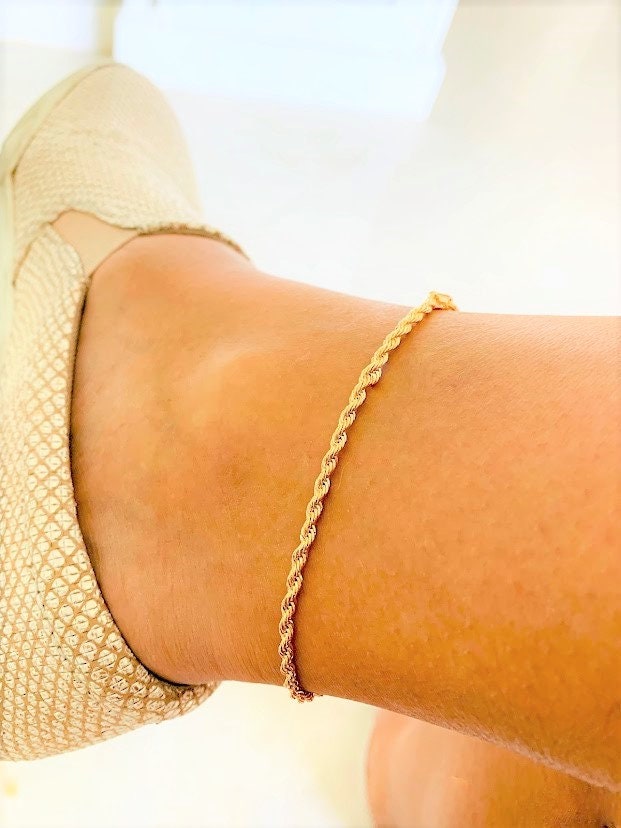3MM Rope Anklet Gold Filled Anklet Gold Anklet Gold Rope Etsy
