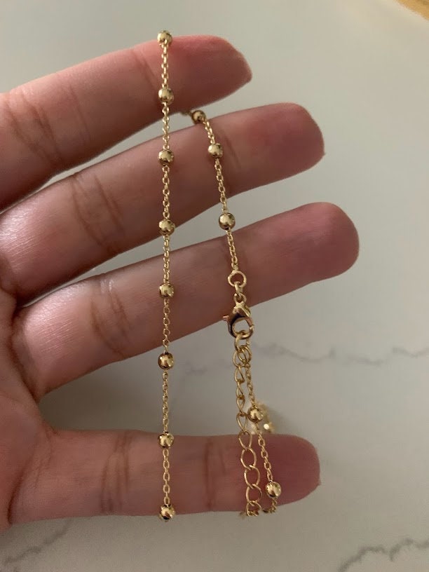 3MM Gold Beaded Chain Necklace 3MM Satellite Ball Chain Etsy