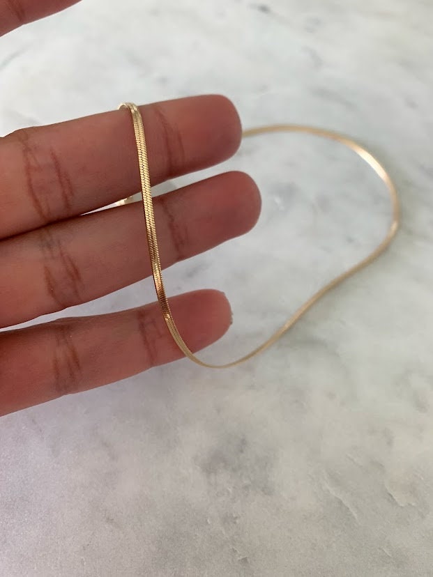 2MM Herringbone Necklace | Herringbone Necklace | Gold Filled | Snake Chain Necklace | Layering Necklace | Choker Necklace | Herringbone