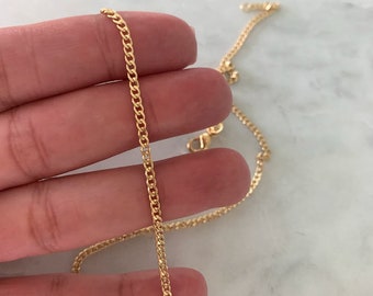 2MM Gold Filled kubanische Halskette | 2MM Schichting Gold Filled Kette | Gold Filled Halsband | Panzer Link Halskette | Minimalistische Kette
