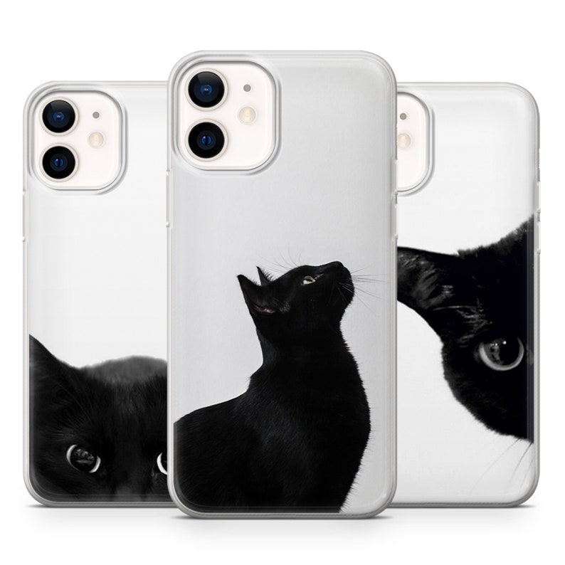 Black Cat Case Beautiful Kitten Cover Fit for Iphone 13 12 Etsy