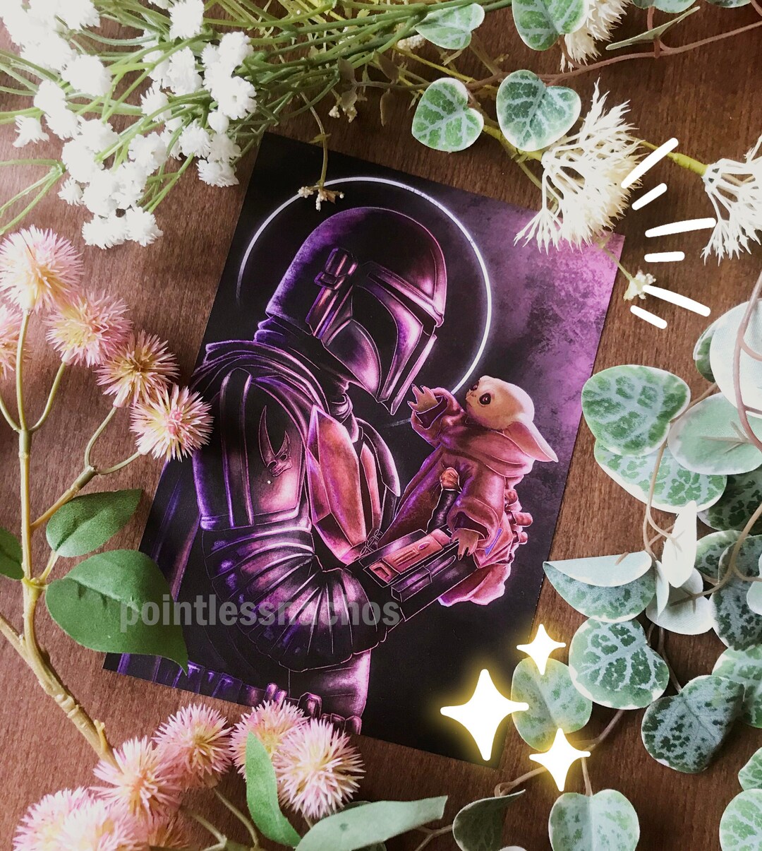 A5 Mandalorian Din Djarin & Baby Yoda Grogu Art Print Etsy