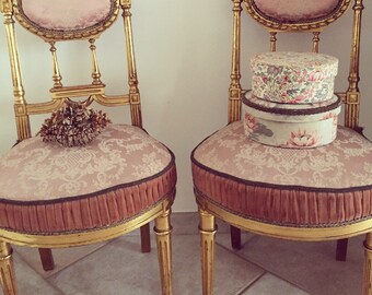 Pair of antique boudoir chairs and bois doré