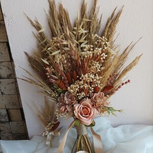 Terracotta dried bouquet/Orange bouq/Rustic terracotta bouquet/Elegant bridal and bridesmaid bouquet designed with terracotta orange flowers