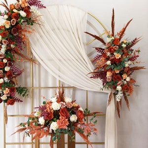 Orange flower arch Rust Terracotta flower arch/ Wedding swag Boho bouquet orange wedding bridal bouquet Faux bouquet Fall wedding