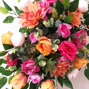 Orange and Pink Wedding Arch Flower Decor/ Colorful Wedding - Etsy