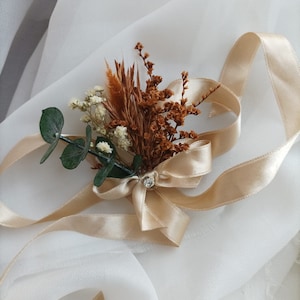 Terracotta corsage/Rustic wedding corsage/Burnt Orange corsage/Terra-cotta wedding corsage/Terra-cotta bridesmaids corsage