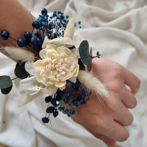 Navy Blue Wedding Bouquet/Navy Blue Dried Flower Bouquet/ Navy Blue Boutonniere/Navy Blue Wedding Set Corsage Boutonniere Bridesmaid Bouquet