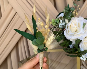 Ramo de novia de rosas blancas: ramo romántico para novias y damas de honor