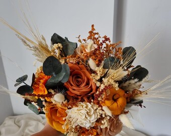 Terracotta Wedding Bouquet: Rustic Orange Bridal Flower Set