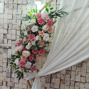 Pink flower arch Green/Pink flower arch/ Wedding swag Boho bouquet pink wedding bridal bouquet Faux bouquet Fall wedding