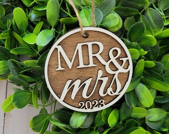 Mr. and Mrs. Wedding Ornament | First Year Married Ornament | Wedding Year Christmas Ornament