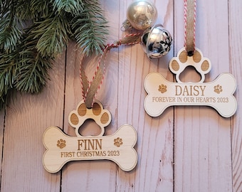 Paw Print Personalized Christmas Ornament | Puppy's First Christmas Ornament | Dog Forever in Our Hearts Ornament