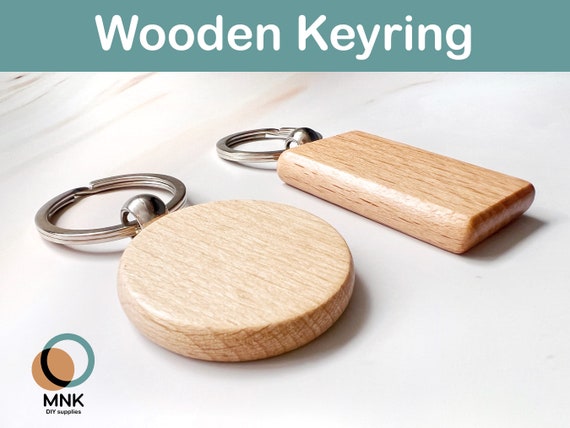 5 X Blank Wooden Keyring Keychain Circle Square Wholesale