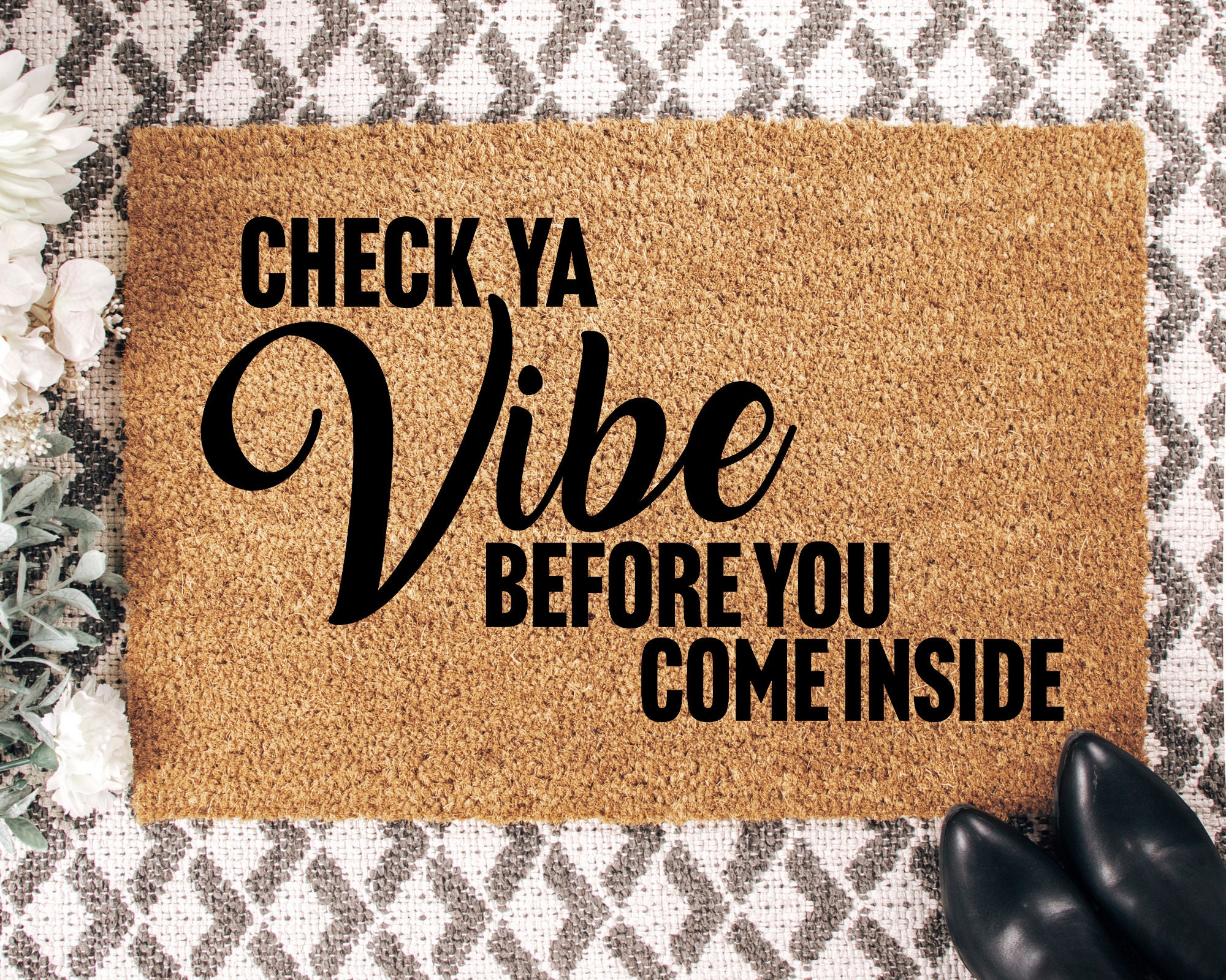 Positive Vibes Inside Doormat, Shoes Door Mat, Personalized Doormat, Funny  Doormat, Welcome Mat, Front Doormat, Check Ya Energy, Positive 