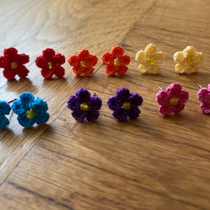 Crochet 5 petal flower studs