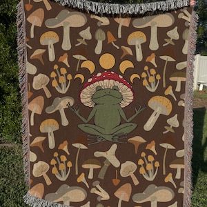 Mushroom blanket, Woven blanket, Picnic blanket, Boho throw blanket, Mushroom decor, Mushroom tapestry, Woven tapestry, Woven throw blanket