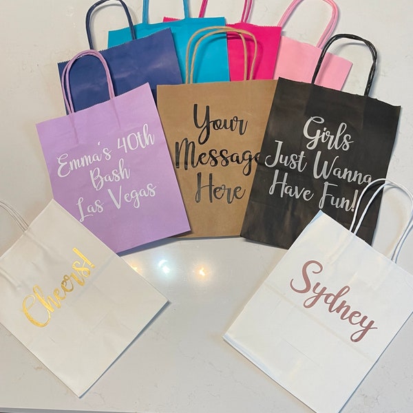 Personalized Gift Bags, Birthday Bag,  Showers, Wedding Bags, Bridesmaid Gift, Personalized, Bachelorette Bags. Gift Bags, Party, Thank you