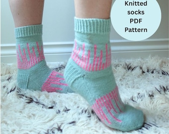 Sock knitting pattern | colourwork | adult | Downtown socks PATTERN ONLY