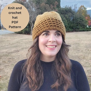 Crochet and Knit hat PATTERN ONLY. Lonsdale Toque