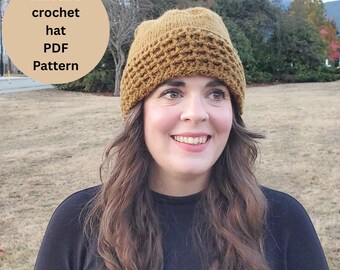 Crochet and Knit hat PATTERN ONLY. Lonsdale Toque