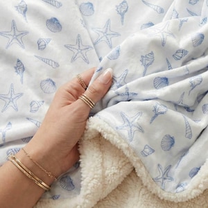 Seashell Blanket Coastal Grandma Decor for Lake House Last Toast on the Coast Bach Gift for Beach Lover Nautical Decor