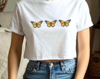 Crop Top Y2k Monarch Butterfly Crop Tee Yellowjackets shirt Y2k Crop Top 90s babytee y2k merch Shauna Shipman Halloween Costume Jackie
