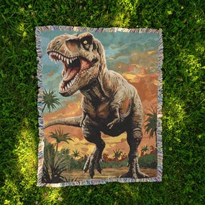 T-rex Woven Blanket Dinosaur Gift for Dino Lovers Tapestry Decor T-rex lover Throw BlanketDinosaur Home Decor Jurassic Dinosaur