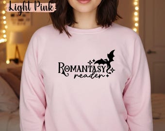 romantasy reader embroidered sweatshirt fantasy readers dragon rpg gift bookworm booktok merch pullover dragon embroidery book lover apparel