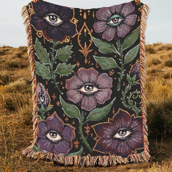 Whimsigothic Blanket Fairy Goblin Core Baroque Inspired Tapestry Forestcore Decor Dark Cottagecore Victorian Gift for Goths Botanical