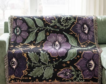 Whimsigothic Blanket Fairy Goblin Core Baroque Inspired Tapestry Forestcore Decor Dark Cottagecore Victorian Gift for Goths Botanical