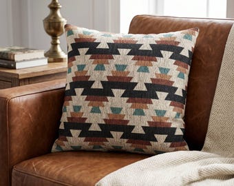 Sydvästlig vävd prydnadskudde eklektisk maximalistisk inredning sydvästlig geometrisk accentkudde jordnära aztekisk boho soffkudde 17x18
