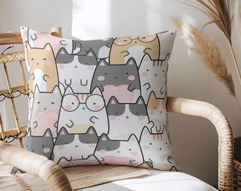 Almofada para gatos Kawaii, almofada para gatinhos, presente para amantes de gatos, decoração de quarto de gamer, decoração de dopamina, decoração de canto de livros, gatos
