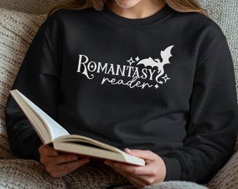 romantasy reader embroidered sweatshirt fantasy readers dragon book lover romance crewneck pullover gift dragon embroidery fantasy bookworm