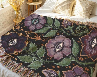 Whimsigothic Blanket Fairy Goblin Core Baroque Inspired Tapestry Forestcore Decor Dark Cottagecore Victorian Gift for Goths Botanical