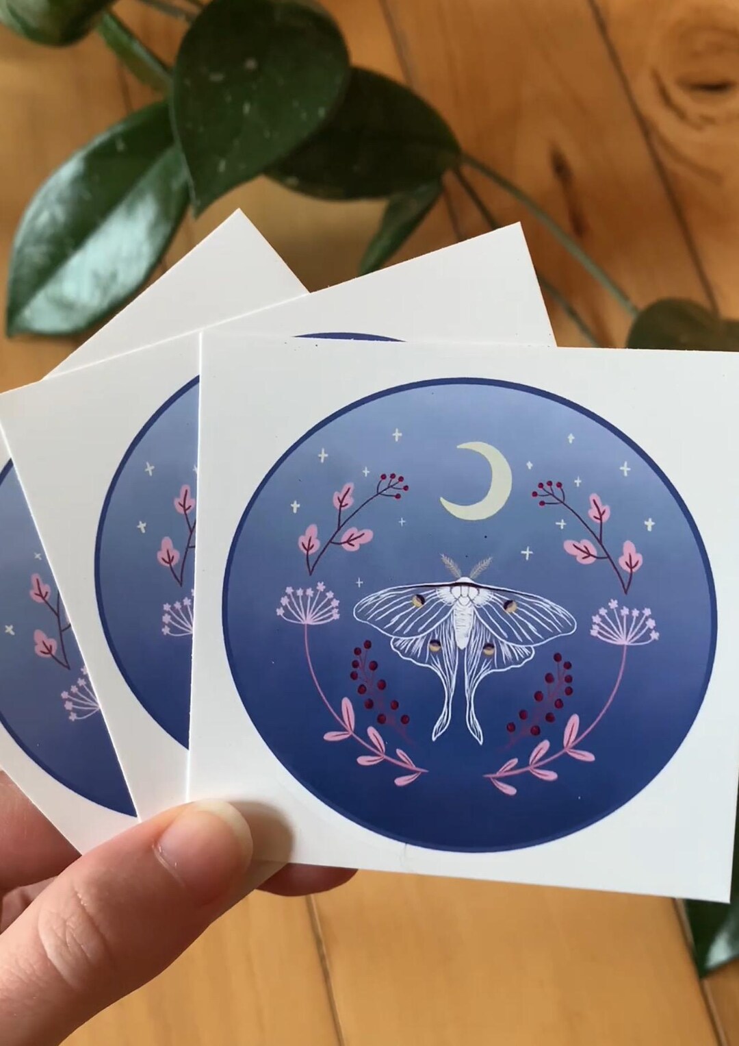 Luna Moth Moon Sticker Whimsigoth Botanical Floral Vinyl Decal ...