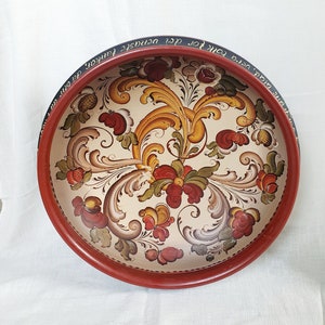 LARGE Rosemaling Signed Norwegian Vintage Bowl, Table ware or Wall Mounted, Hand Painted, Folk Art, Hygge Decor, Nordic/Scandinavian Design
