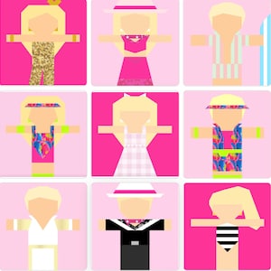 Barbie and Ken Collection  Paper Piecing Quilt