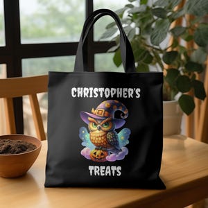 Halloween Owl Tote Bag, Witch Owl Art Tote, Cute Owl Halloween Bag, Spooky Pumpkin Design, Magical Witchy Owl Bag, Halloween Gift Bag